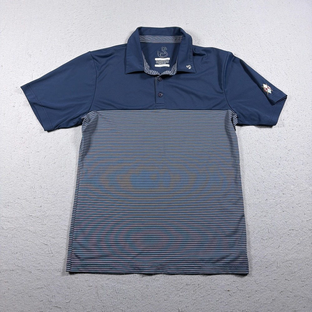 Swannies Tour Polo Shirt Mens Medium Blue Striped Short Sleeve‎ Golf Performance